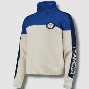 Polo by Ralph Lauren Blue and Cream Turtleneck Sweater